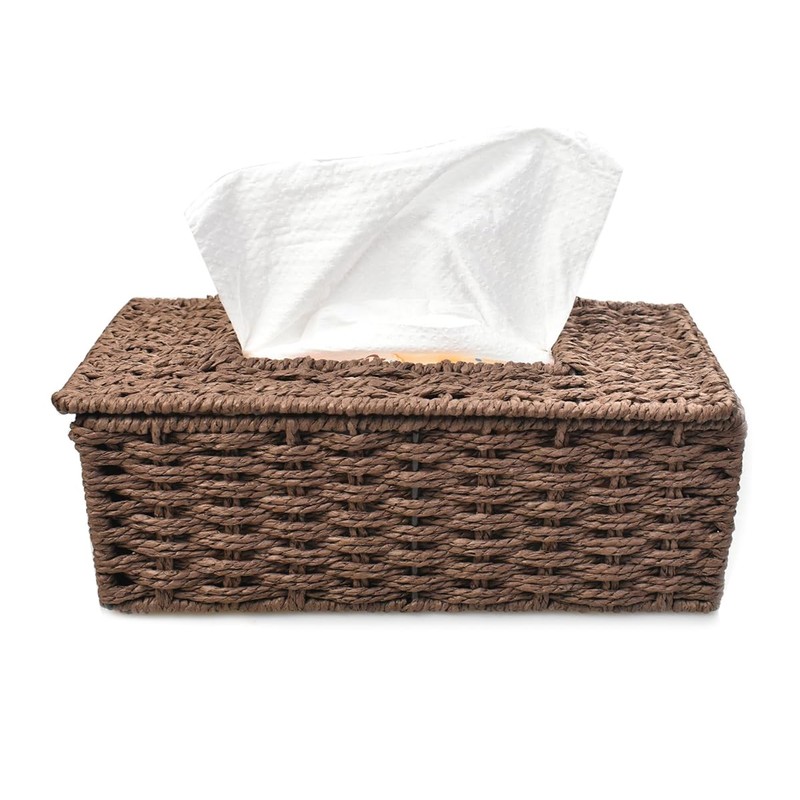 Tissue Box Cover Rectangle Tissue Box with Flip-Open Top ，Decorative