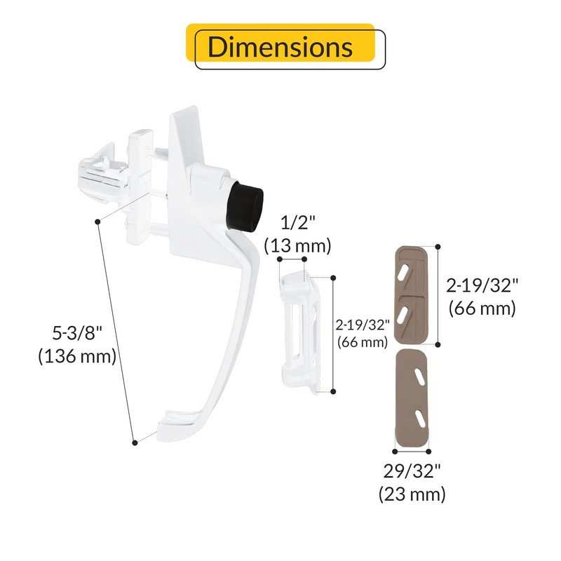 Brixwell Push Button Latch Set White Finish, Zinc Handle, Non-Keyed,