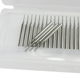 Luo ke 30 Pcs Needle Shape Diamond Burr Set, 1/8'' Shank Diamond Mounted Bead Reamer Drill Bits for Rotary Tools Includes Dremel(Size:1mm)