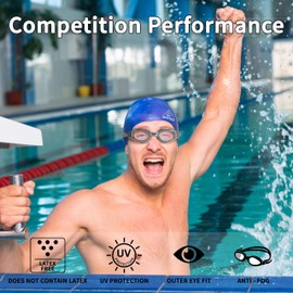 Water Gear Elite Anti-Fog Swim Goggles (Clear/Silver)