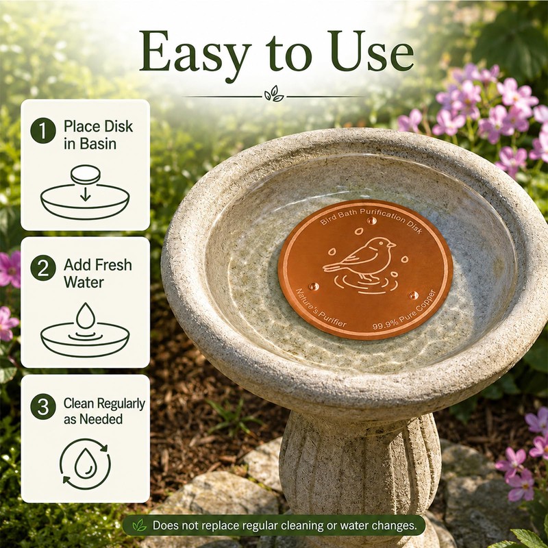 KuuDack Bird Bath Copper Disk – 99.9% Pure Copper, Triple-Point
