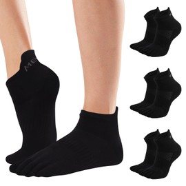Toe Socks for Men Women,No Show Low Cut Toe Socks Individual Five Finger Cotton Breathable for Athletic Running (UK, Alpha, M, Regular, Regular, Black)