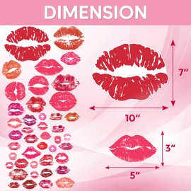 Pack 43 Pcs Kisses Stickers for Girls Boys Kids Adults Room Bedroom Playing Room Classroom Window Cute Stickers Waterproof Large Vinyl Decals Home Accessories Party Decorations