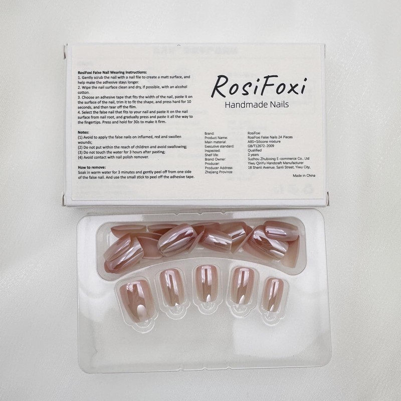 RosiFoxi Nails 24 Pieces Handmade Nail Tips, Medium Short, Oval,