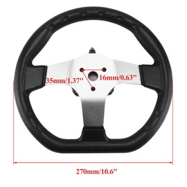 PRO PRO BAT 270mm/11.8'' Steering Wheel Steel Kit 320mm/12.6'' Gear Rack Pinion Adjustable Shaft Set Replacement for 110cc Go Kart Golf Buggy UTV