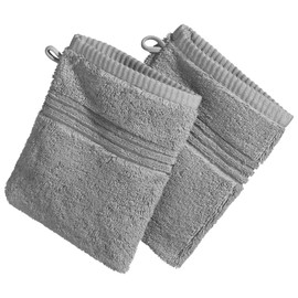 Erwin Müller Walk Terry Wash Mitt Constance Pack of 2 Silver Size 15 x 21 cm – Very High Quality and Ultra Absorbent, 100% Cotton