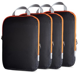 OW-Travel Easy to Organise Compression Packing Cubes for Suitcases. 4 Large Travel Cubes for Travel Bag Backpack Luggage. Travel Accessories Gifts Holiday Essentials. 4Pcs Black