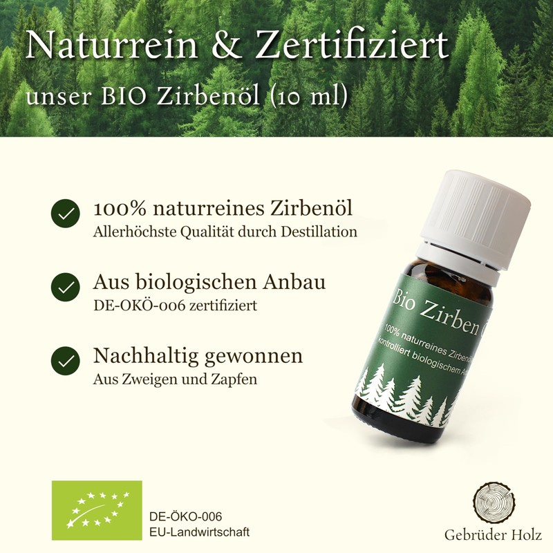 Zirben-Würfel Duft-Set | Zirbenholz-Würfel mit Motiv und Tropfstruktur + Zirben-Öl