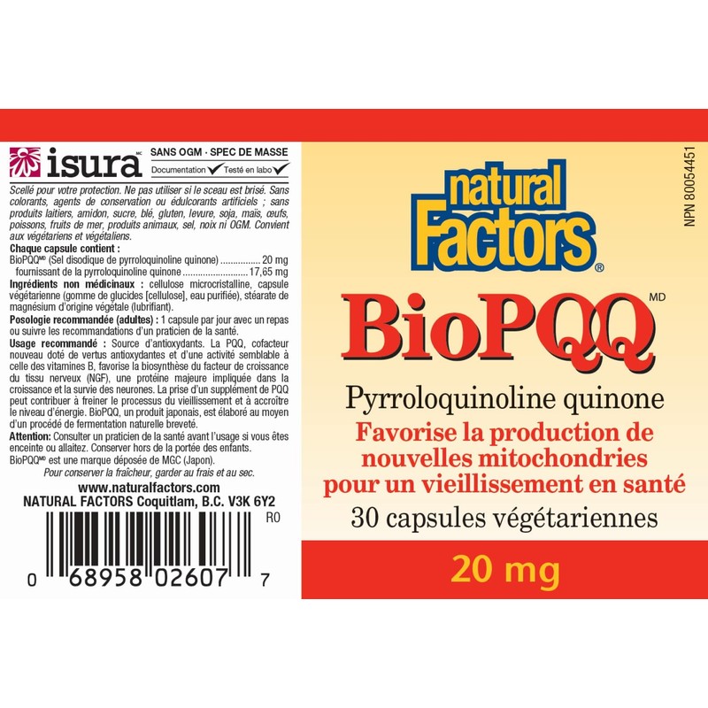 Natural Factors - Pyrroloquinoline Quinone (Bio PQQ) 20mg - 30