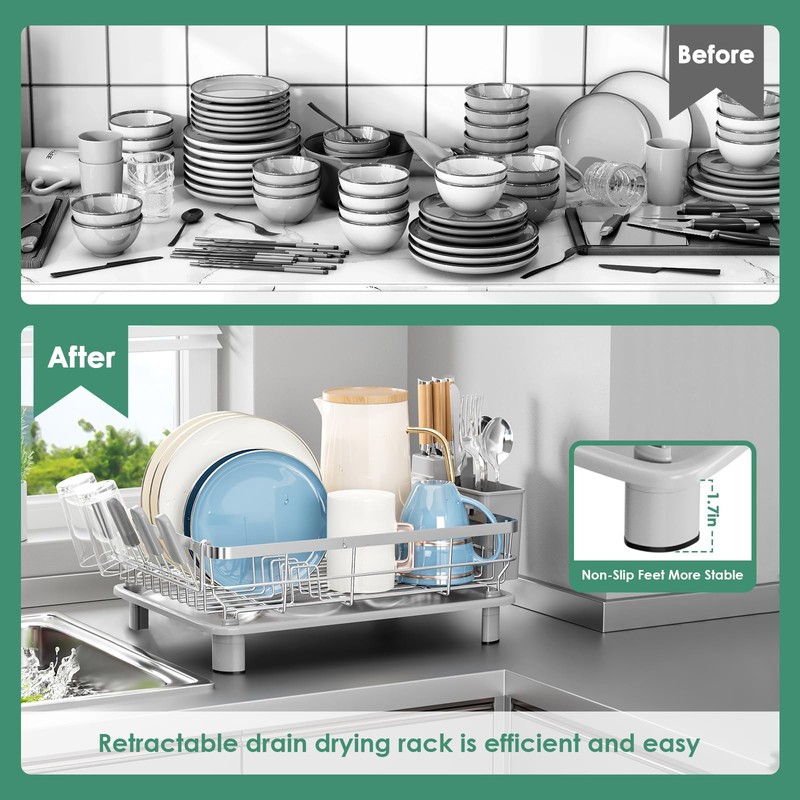 MOUKABAL Dish Drying Rack - Stainless Steel Dish Rack, Dish