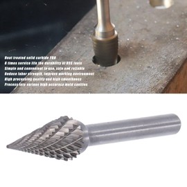 Agatige MX1225 YG8 Carbide Rotary File Burr, Pointed Cone Shape Double Cut, 1/4" Shank, 0.98" Length, Perfect for Metal Carving, Woodworking, Engraving