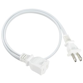 2FT Polarized 2Prong Extension Cord - White Replacement US AC Two Prong 13A 125V Power Extension Cable, Short Small Low Profile Flat Wall Appliance Power Cord for Outlet Saver, Christmas Light