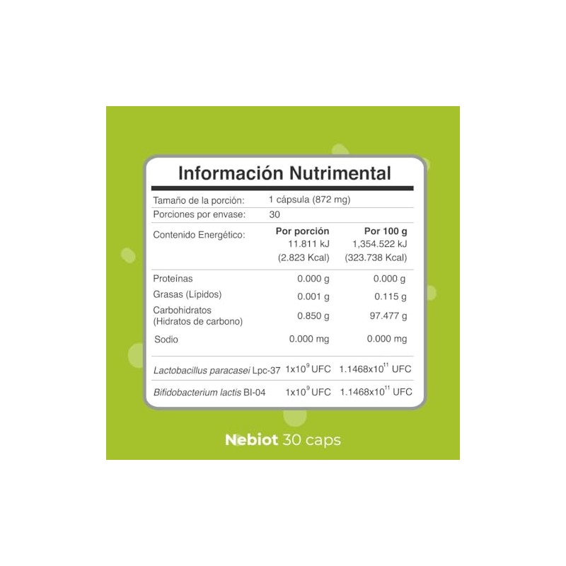 BioCore Nebiot, 30 Cápsulas