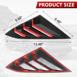 Flixon for 10th Gen Civic Rear Side Window Louvers Air Vent Scoop Shades Cover Blinds Compatible with Honda Civic Sedan 2021-2016 Racing Style Triangular Window Louvers Blinds Civic (Carbon Fiber Red)