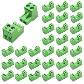 ATMLCOER 30Set 2 Pin 5.08mm Pitch Screw Terminal Block Connector Pluggable with Phoenix Plug for 28-12AWG Cable