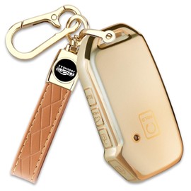Joouheax for Kia Key Fob Cover with Key Chain, Soft TPU Car Key Fob Case Shell for Kia Soul Forte Telluride K5 Seltos EV6 Niro NIRO Stinger K900 Sportage Sorento, Gold