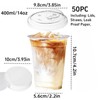 Zykphao 50 Pack - 14 oz Reusable Clear Cups with