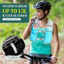 Running Hydration Vest Backpack Lightweight Running Vest Women mens Compatible with 1.5L Water Bladder Reflective Hydration Backpack for Marathon Cycling Hiking (Green, One Size)