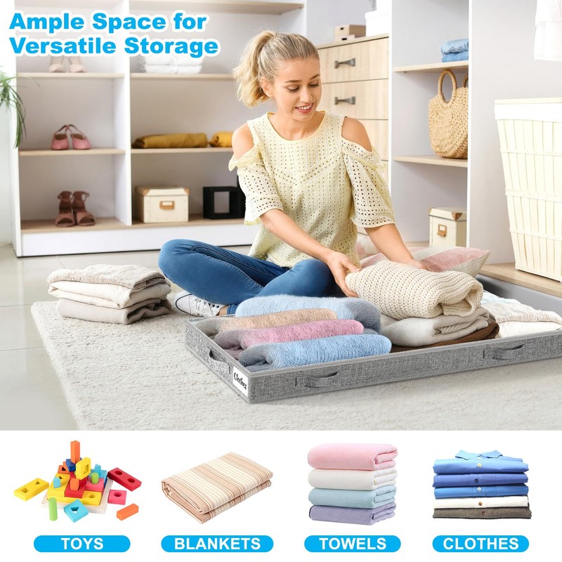 4 Inch Low Profile Under Bed Storage Drawer 4 Pack,