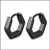 Titanium steel Hexagon Geometrical Shape Classic Simple Plain Hoop Earrings