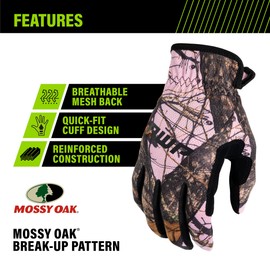AWP Mossy Oak Camouflage Performance Utility Work Gloves for Women, Touchscreen Compatible, Medium