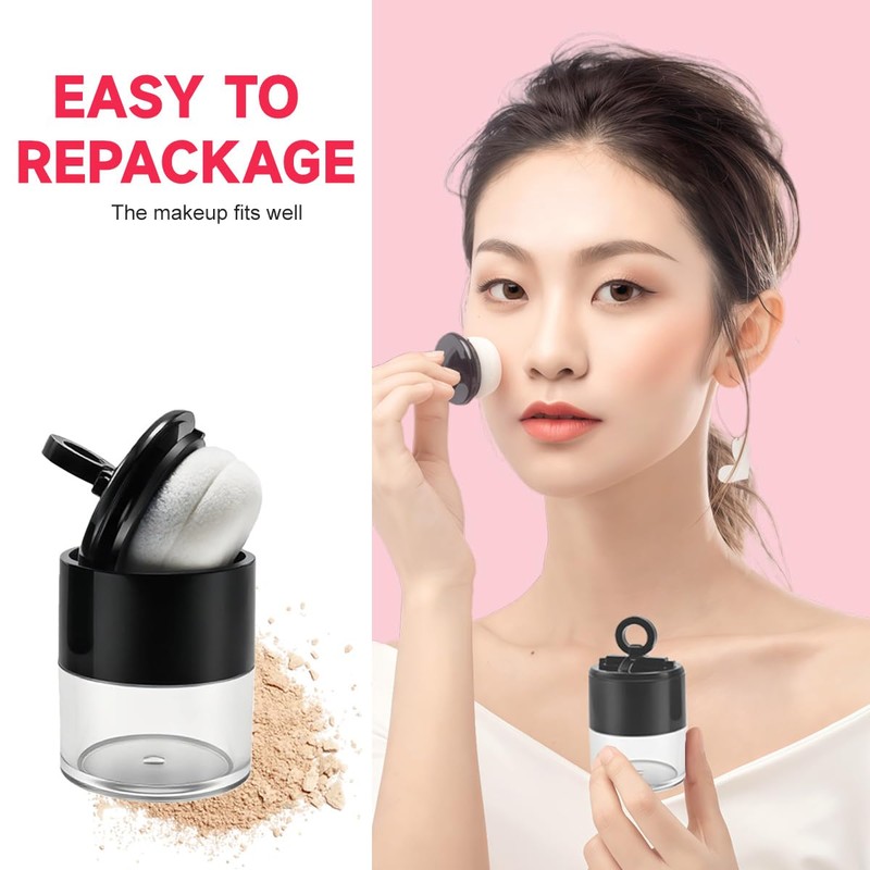 2Pcs 10 Gram Plastic Powder Case Face Powder Jar Container
