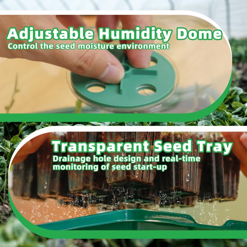 5Sets Seed Starter Tray with Grow Light, Elevated Seedling Starter