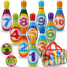MandA® Large Kids Cones + Carry Bag Kids Games Gift for Kids 1-6 Years Montessori Toy Bowling 10 Bowling 19cm Toy 2 Years