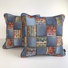 Out Style 45x45 Gobelins Imported Fabric Cushion Cover (Denim Stitch,
