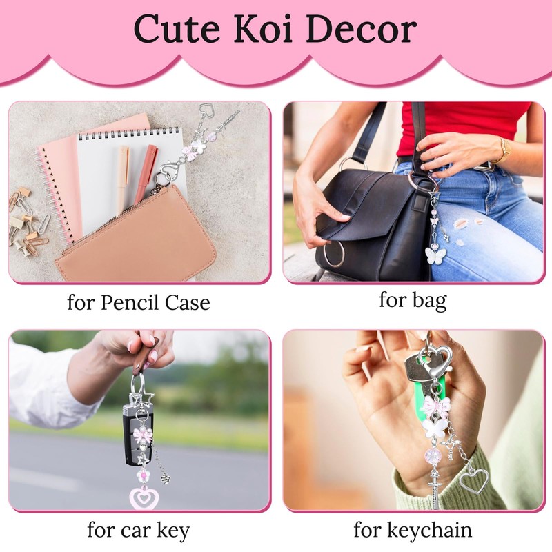 Ouligay 3 Pcs Y2k Keychain,Cute Key Chains with Heart Star