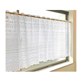 Clothshop, Cafe Curtain, Lace, For Small Windows, Voluminous, Blind, Choose from 12 sizes, Width Approx 78.4 x Length 37.4 inches (200 x 95 cm), Retro Lace White