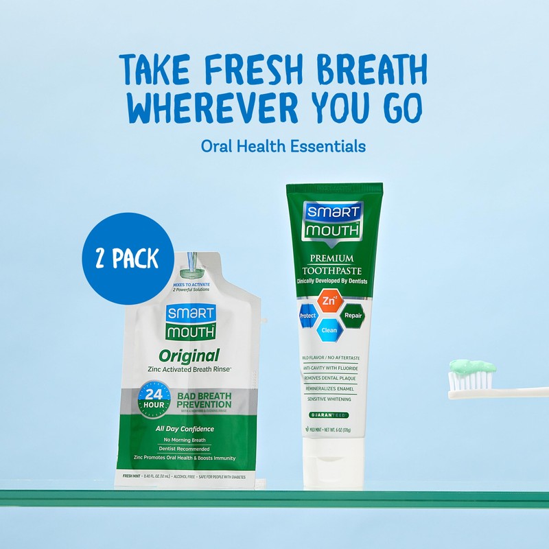 SmartMouth Original Activated Mouthwash Single Packs & Premium Zinc Ion