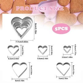 5pcs Heart Cookie Cutter,Stainless Steel Pastry Scone Easter Small Metal Cookie Heart Shape Sandwich Cutters For Baking For Valentine'S Day,Easter Cupcake Present Create Heartfelt Gifts Festive Desser