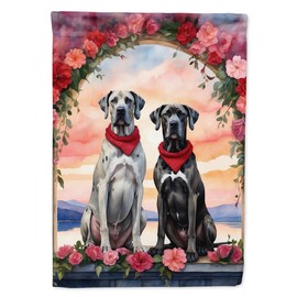 Caroline's Treasures DAC4649GF Great Dane Two Hearts Garden Flag Mailbox Flag Decorative Yard Flag Banner Outside Patio Artwork Yard Flower Beds, Garden Size, Multicolor