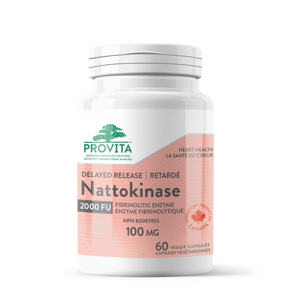 Provita Nattokinase 2000FU - 100mg Potent Antithrombotic - Supports Cardiovascular Health (60 Capsules)