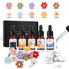 25 Pack Car Air Fresheners,10 PCS Flower Car Air Vent Clip with 5 Essential Oil Scents &10 Refill Pad,Cute Car Interior Accessories for Women/Men Automotive Fragrance Decoration Accessories