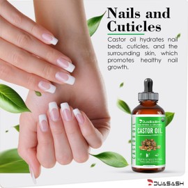 Duasash Organic Castor Oil for Eyelashes and Eyebrows 120ml Cold Pressed Castor Oil for Hair Growth Undiluted Hexane Free 100% Natural and Pure Caster Oil for Skin with Brushes For Hair, Beard, Nails