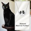 LWXIE Diamond Black Cat Necklace for Women 925 Sterling Silver