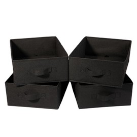 BOMKEE Clothings Collapsible Storage Bins, Foldable Organizers and Storage Baskets Cube Storage Bin for Bedroom Living Room (4 Pack, Black, 15.4x11.4x5.5inch)