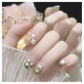 SEMTIM Nail Tips, 24 Pieces, Medium, Short, Round, False Nails, Medium Long, Popular, Japanese Style, Cute, Simple, Fashionable, Coming of Age of Age Ceremonies, School Entrance Ceremonies, Graduation Ceremonies, Weddings, Giving Nail Tips (A17)