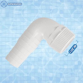 Poolzilla 1 ½” Elbow Adapter for Swimming Pools - Durable PVC - Connector for Pool Filter Hoses - 1 Adapter