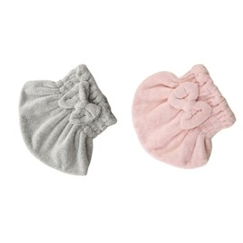 Microfiber Hair Drying Cap Hat, 2Pcs Microfiber Hair Drying Towels Absorbent Hair Drying Cap Bowknot Hair Turban Towel,Microfiber Hair Towel Cap Quick Drying Cap,Hair Towel Wrap Women Hair Drying Cap