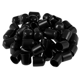 sourcing map 50pcs Rubber End Caps 15mm ID Vinyl Round Tube Bolt Cap Cover Screw Thread Protectors Black
