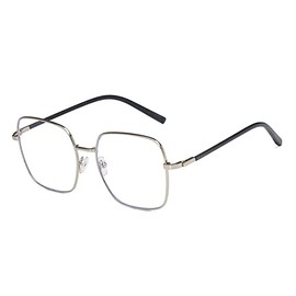 Shiratori Classic woman's metal big face nerd glasses frame Clear lenses Silver