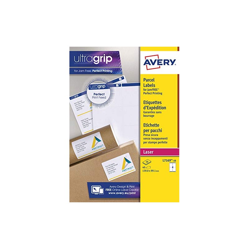 Avery Printable, Customisable Address Mailing Labels, Laser Printers, 4 Labels