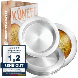 ZETTMANN® Künefe Plate Set for Kadayif Angel Hair Künefe Tabagi Baklava Dough Threads Knafeh Pan Plate Bowls Shape Tin Aluminium Approx. 17 cm Small Set of 2