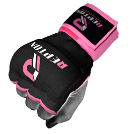 RFG Gears Kids Boxing Hand Wraps - Gel Padded Inner Gloves with Wrist Support - Easy Wraps for Junior Fighters and Youth Combat Sports Gear (Pink-Black, Junior Gloves)