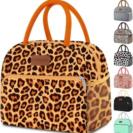 Coobiiya Large Capacity Reusable   Cooler   for Women and Men for Work/Office/Picnic/Travel/School Lunch Bag Durable lunch bag women lunch bags women nurse lunch bag work lunch bag TikTokShopBacktoSchool:_Orange Leopard