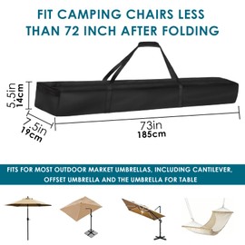 LUEXBOX 73 Inch Patio Umbrella Storage Bag, Nylon Beach Umbrella Folding Cover, Heavy Duty Zipper Travel Carrying Duffle Bag for Sports, Beach