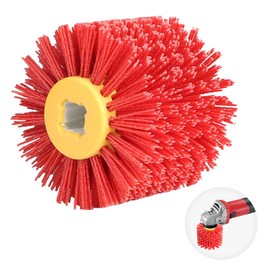 EXLECO Nylon Brush #80 Grit Sanding Brush for Satin Machine φ19 mm Bristle Brush Satin Roller Wire Drawing Wheel Brush Polishing Brush Sanding Roller Brush Roller for Wood Processing Brush Grinder Red